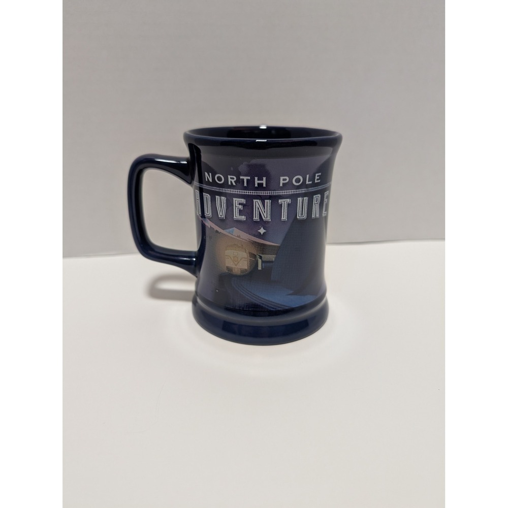 North Pole Adventure Navy Blue Reindeer Winter Holiday Ceramic Coffee Mug Cup